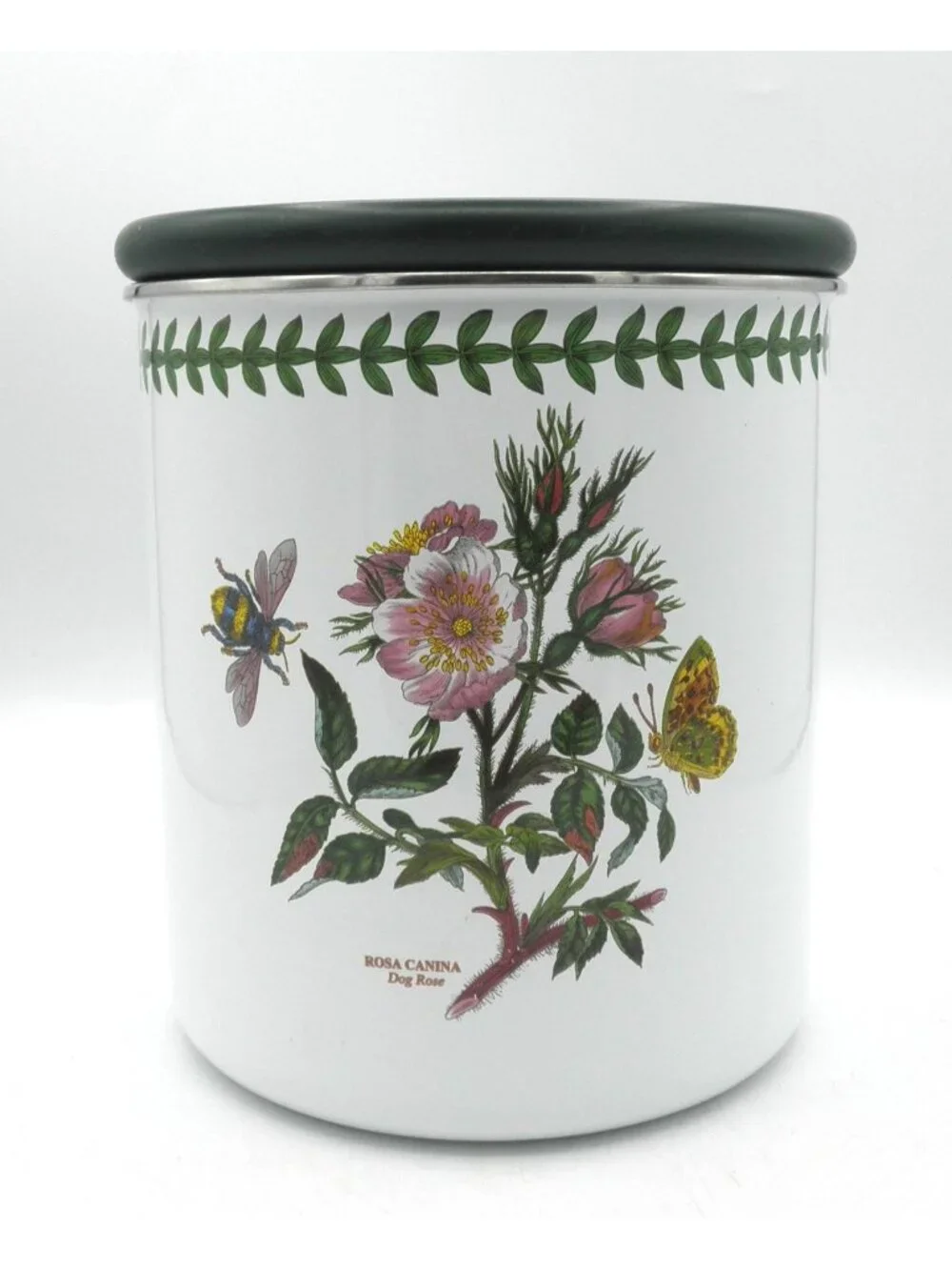 Portmeirion Botanic Garden Large Metal Canister with Wooden Lid Dog Rose PRTBOG